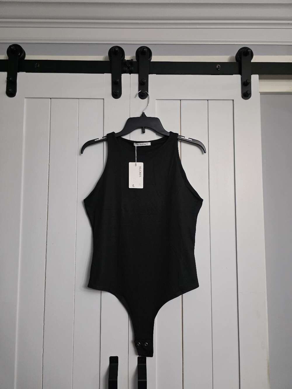 REORIA Women's Elegant Sexy Sleeveless Racerback Crew Neck Bodysuit. NEW.